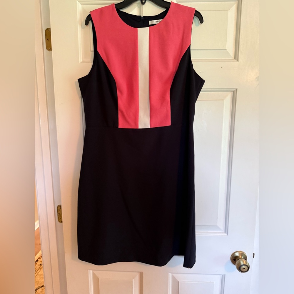 Elegant Pink and Navy Sleeveless Dress
